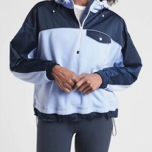 Athleta Zion Micro Fleece 1/2 Half Zip HoodieSweatshirt Blue Navy XS